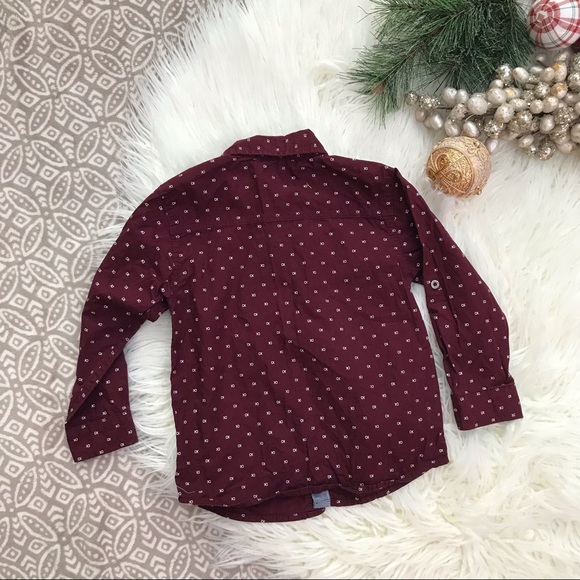 Calvin Klein Boys CK Logo Maroon Button-Down Shirt 4T - Picture 3 of 3